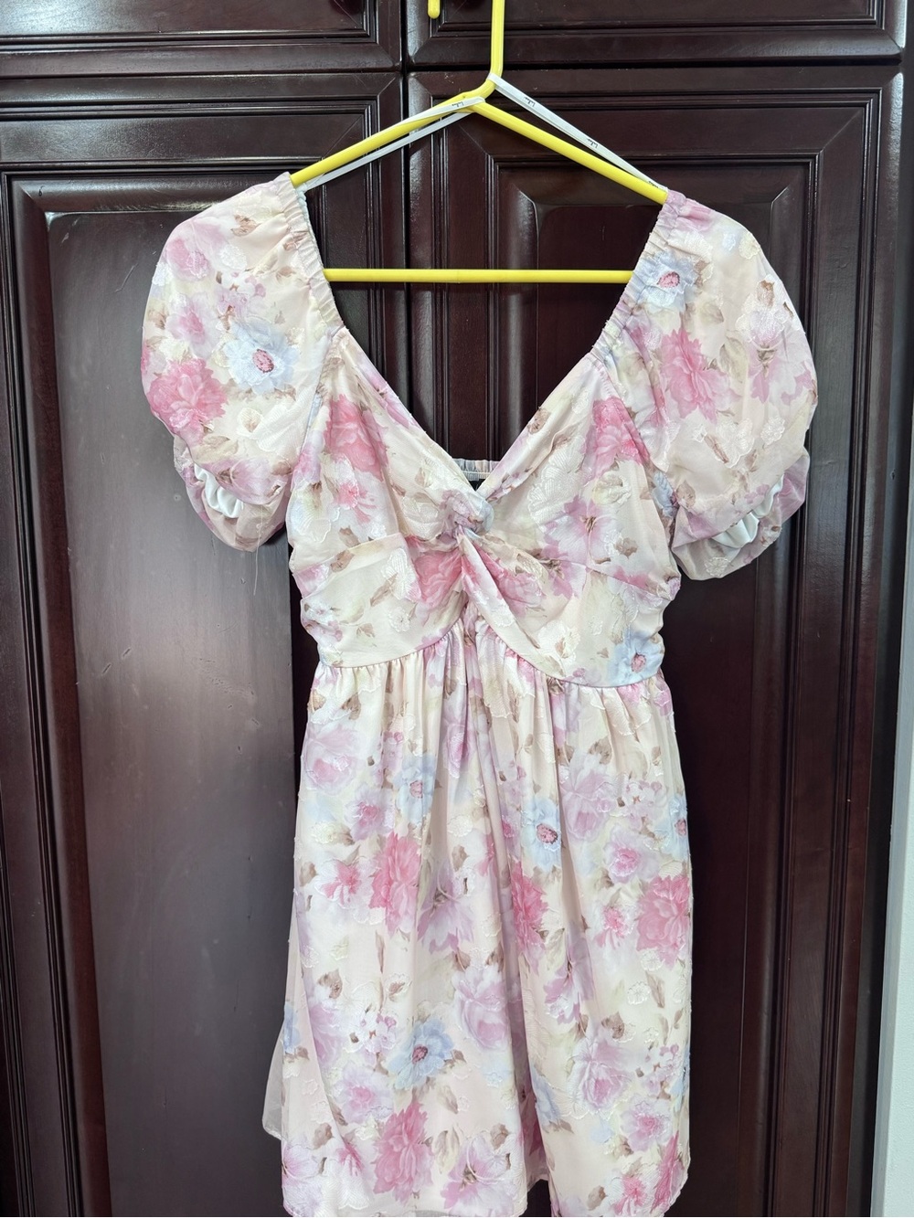 Lulu's Pastel Floral Tie-Front Mini Dress in Pink and Lilac nwot
